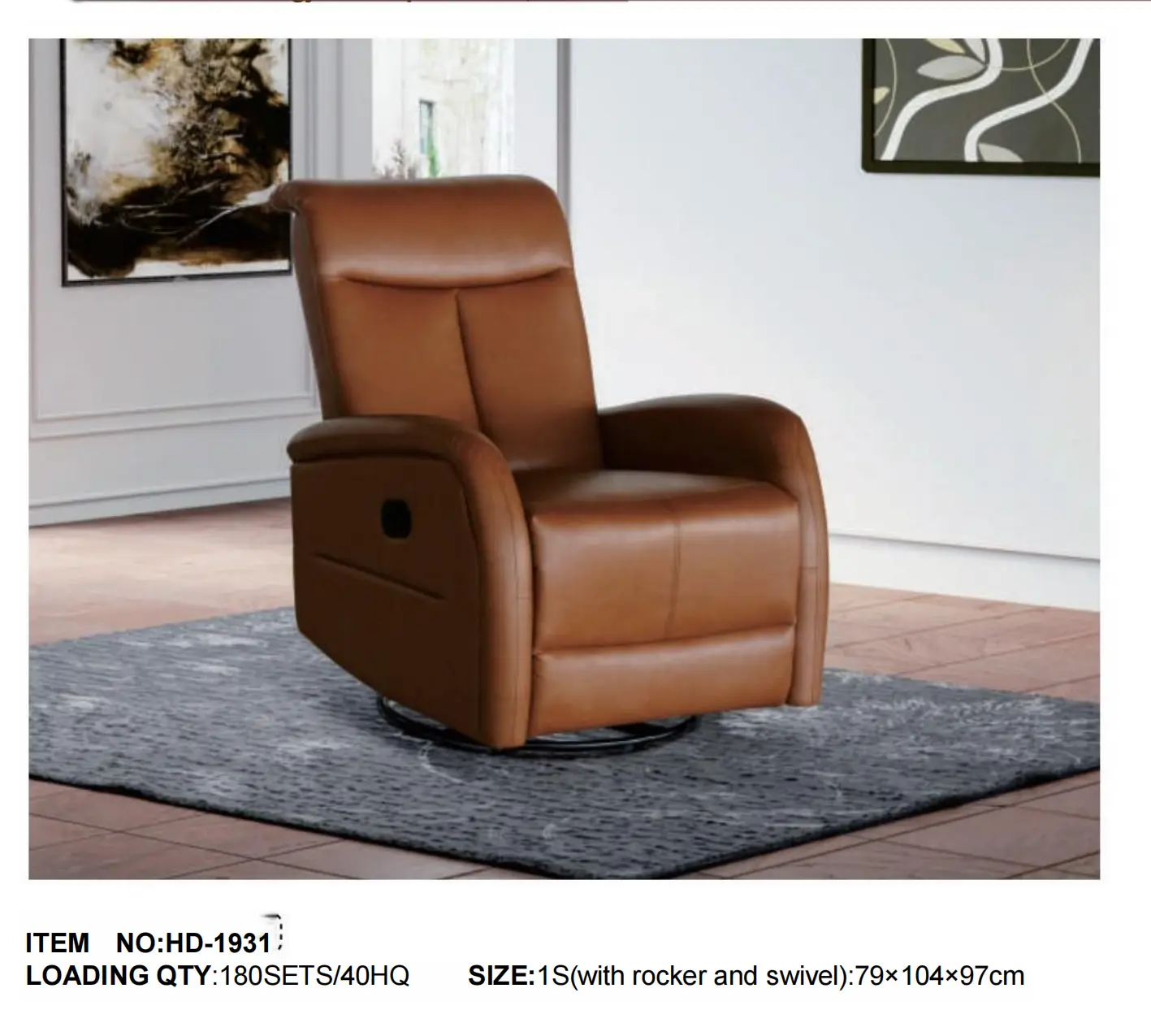 HD-1931 Recliner Chair with Rocker and Swivel Function