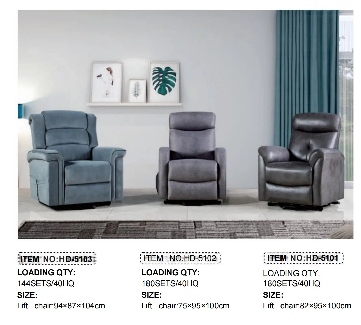HD-5101, HD-5102, HD-5103 Lift Chairs