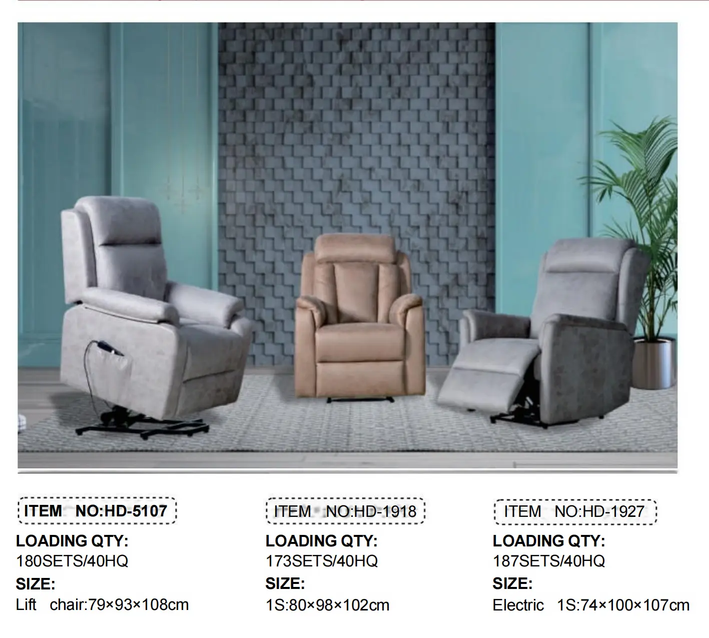 HD Recliner Chair Collection (Lift, Manual Reclining, and Electric Reclining Options)