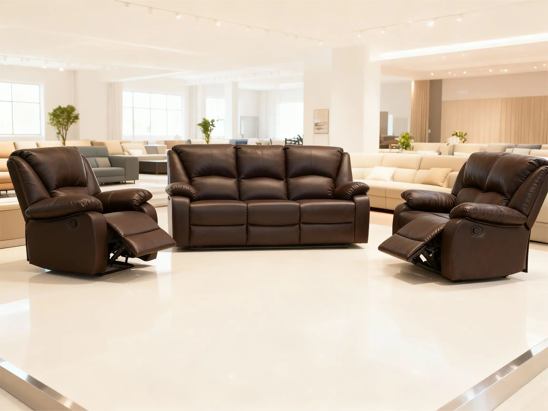 Classic Leather Sofa Set for Office or Lobby