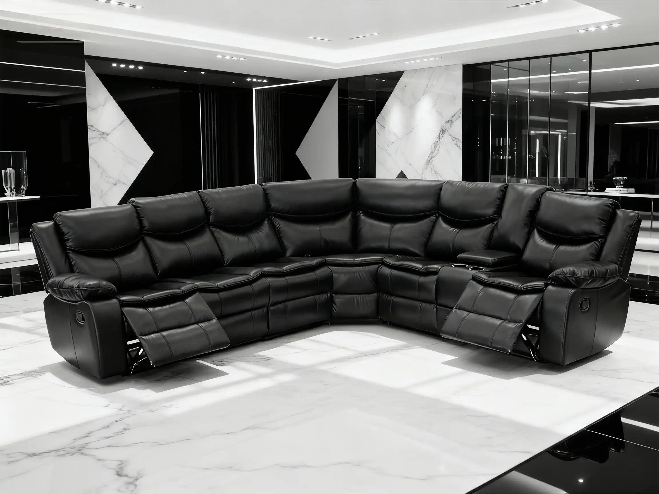 L-Shaped Leather Sectional Sofa